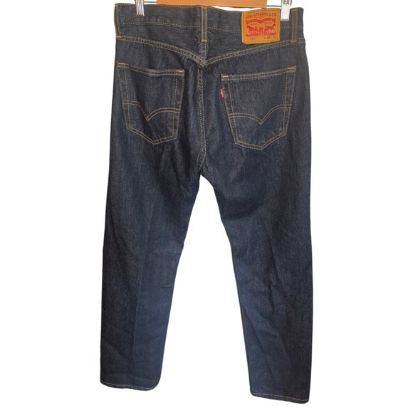 Levis 505 Mens Straight Leg Jeans W32 L32 Dark Indigo Denim Work Wear Utility - Picture 2 of 14